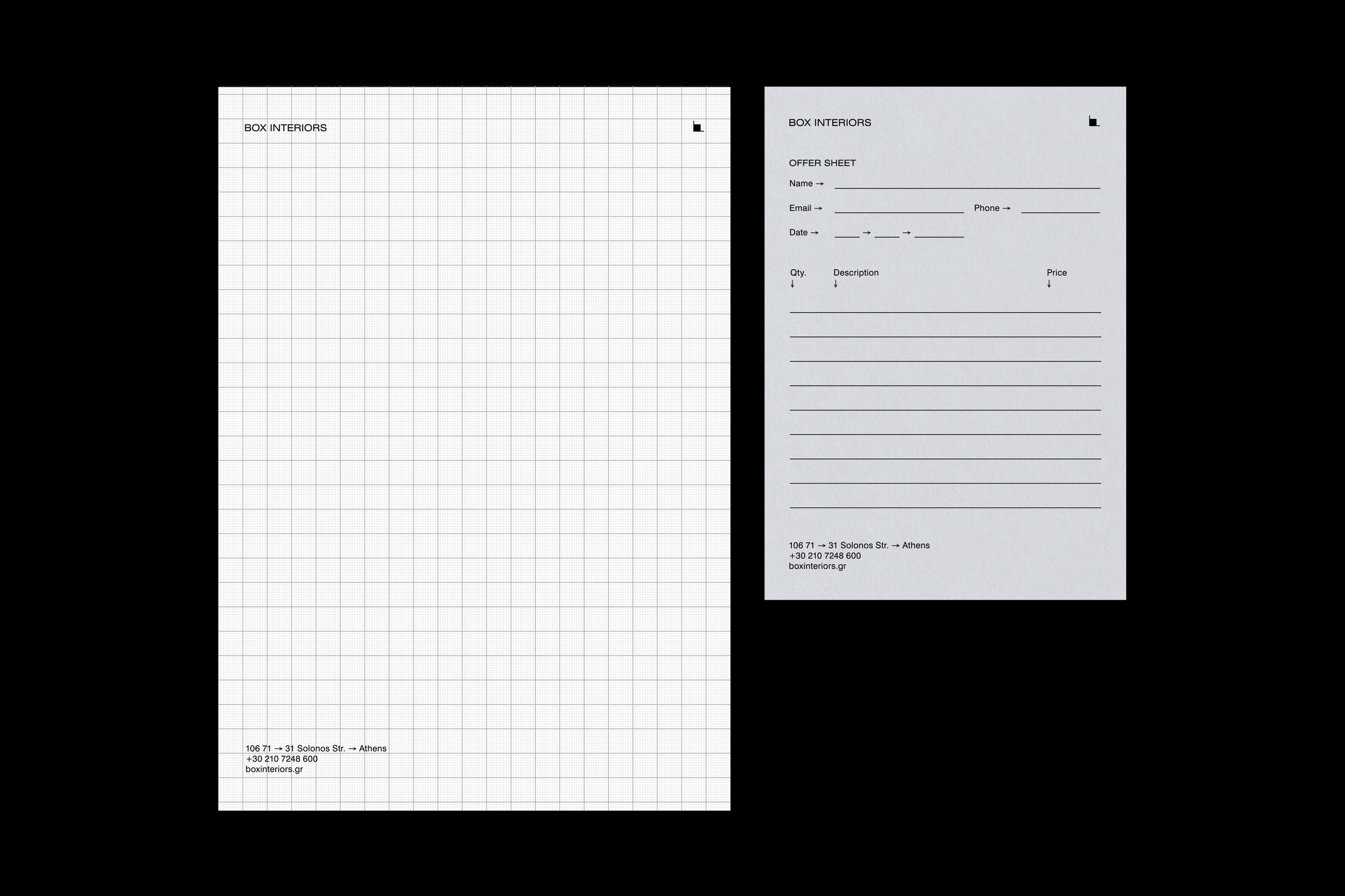 BOX INTERIORS - Notepad & Offers Sheet
