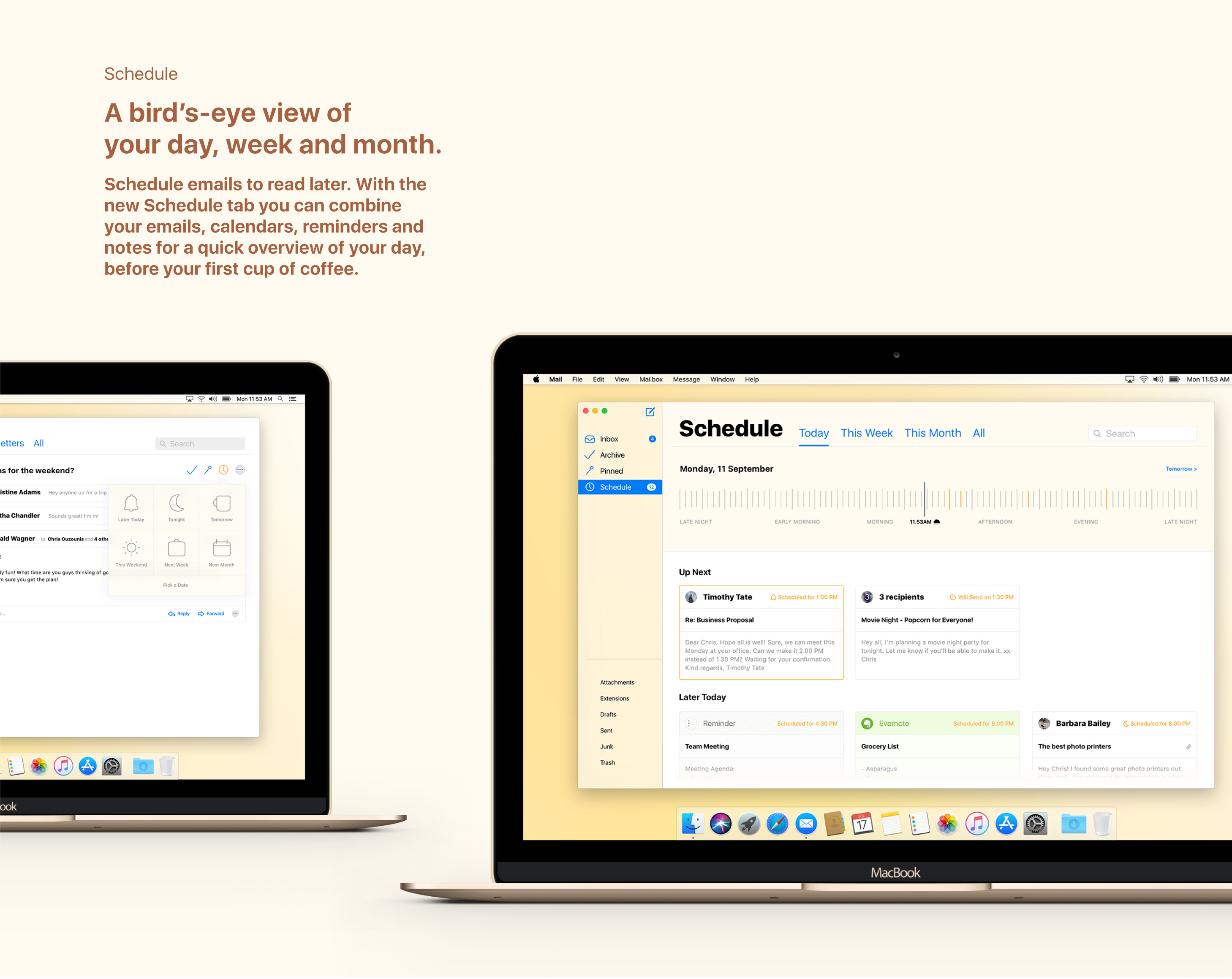 The new macOS Mail concept - Schedule