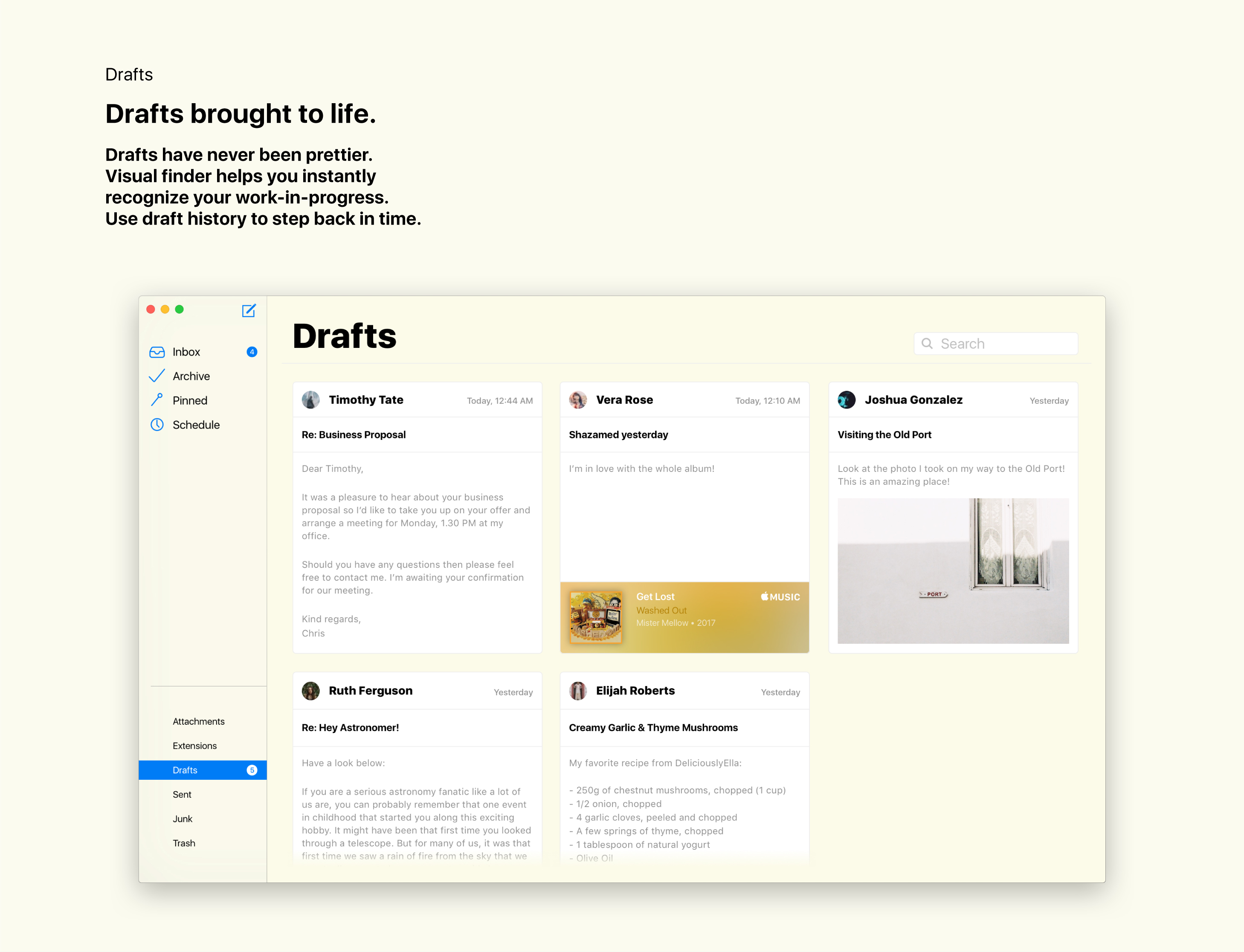 The new macOS Mail concept - Drafts