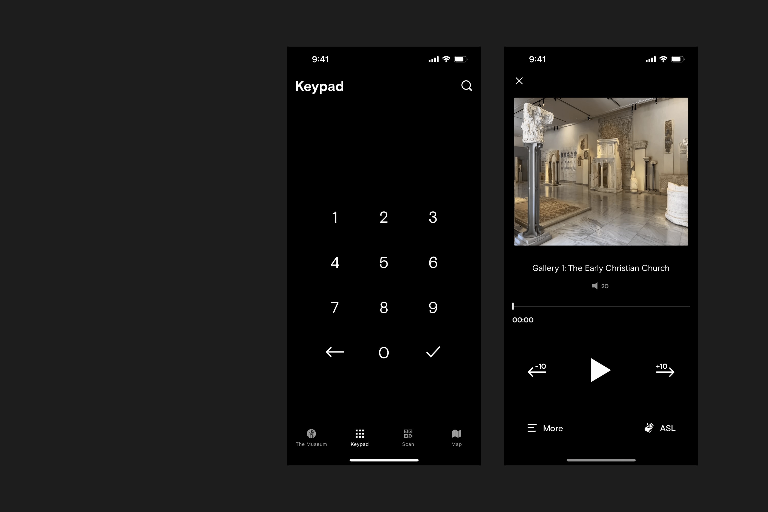 Museum of Byzantine Culture Thessaloniki - Audio Guide App Keyboard Search & Audio Player