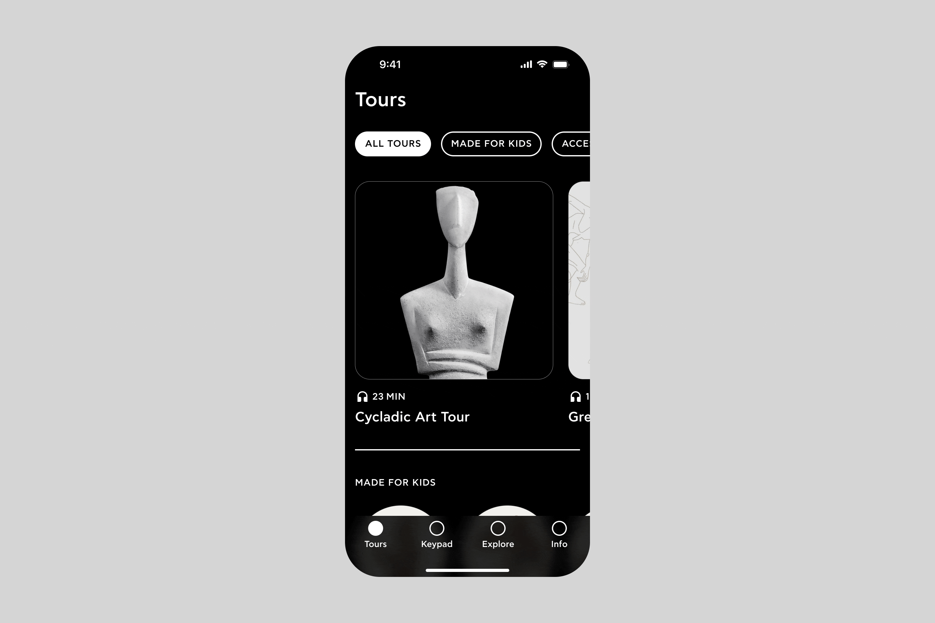 Museum of Cycladic Art - Tours Homepage in Light and Dark Mode