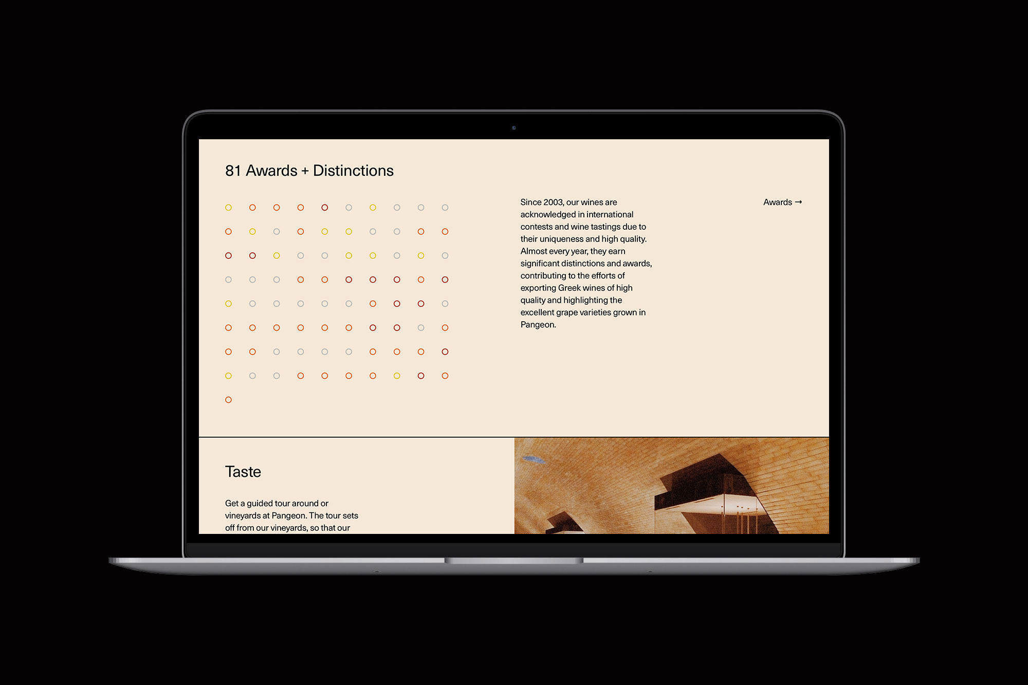 Website Design - Homepage Awards & Distictions